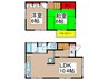 市川市稲荷木1丁目　戸建て 2LDKの間取り