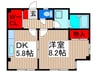 英マンション 1DKの間取り