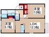マルベリーD 2LDKの間取り