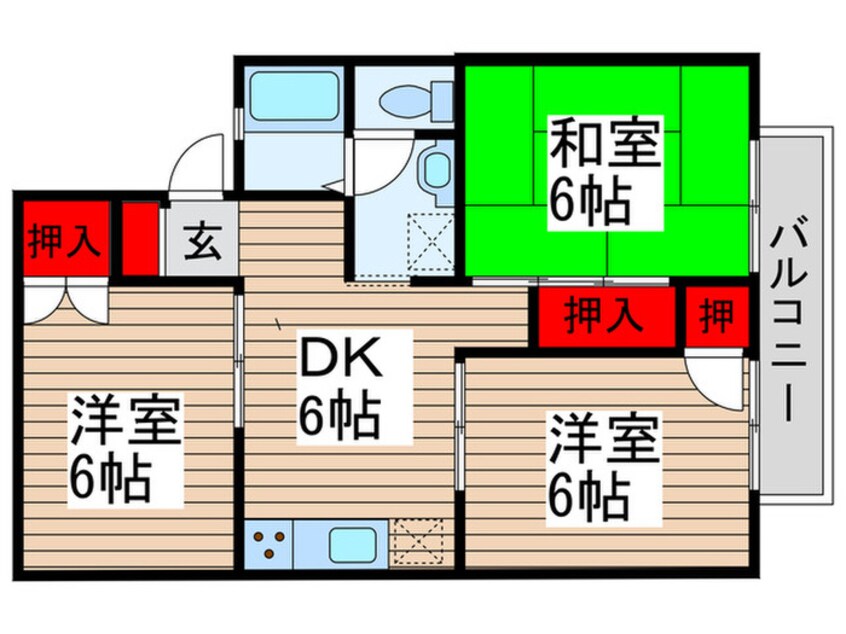 間取図 パールハイツ飯塚36