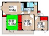 サンライズリバ－ 3DKの間取り