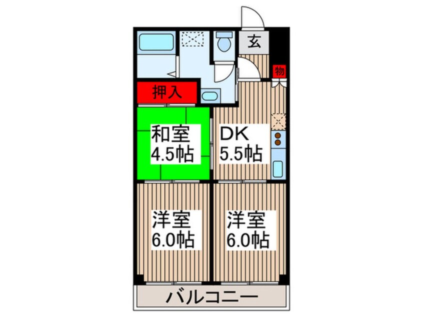 間取図 ﾗｲｵﾝｽﾞﾏﾝｼｮﾝ浦和第2（２０４）