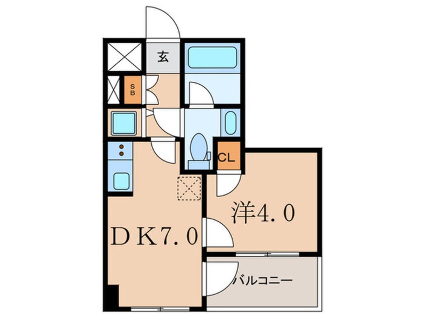 間取図 ｵｰﾌﾟﾝﾚｼﾞﾃﾞﾝｼｱ中目黒（４０４）