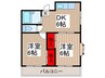 イーストハイム 2DKの間取り