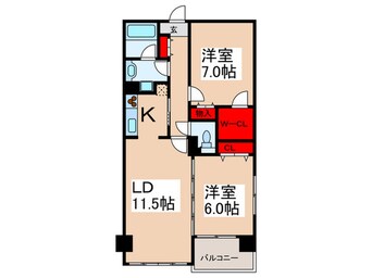 間取図 Ｍｏｎｔｅ　Ｒｏｓａ・Ｋ