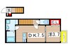 AJ都賀Ⅱ 1DKの間取り