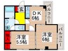 フォーシーズンFY 2DKの間取り