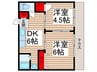 ﾊｲﾑ塚本 2DKの間取り