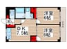 バロン浄光 2DKの間取り