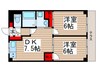 バロン浄光 2DKの間取り