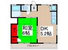 シティハイム塚越 1DKの間取り