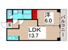 メゾン南柏綾 1LDKの間取り