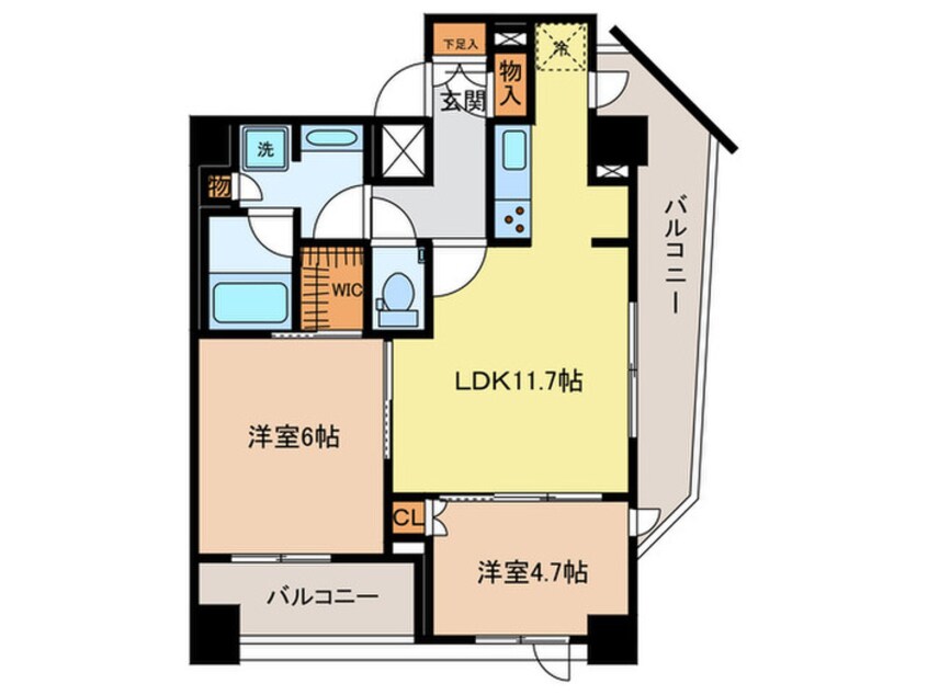 間取図 ｻﾞ･ﾊﾟｰｸﾊﾋﾞｵ荏原中延ﾌﾟﾚｲｽ