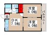 グリーンハイツ 2DKの間取り
