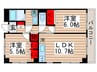 川福マンション 2LDKの間取り