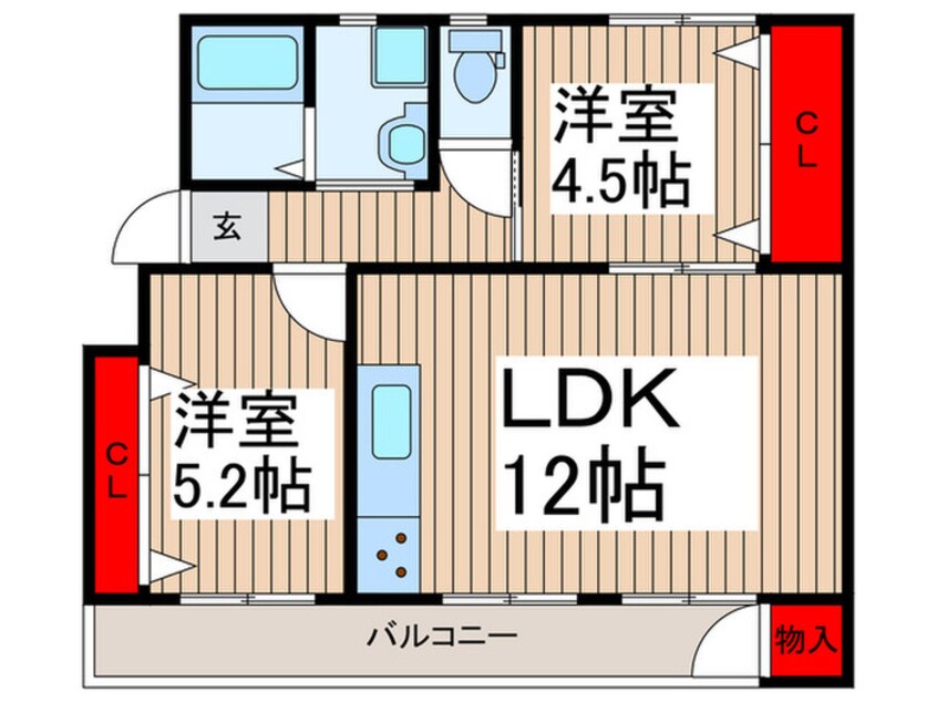 間取図 新狭山ハイツ２２号棟(501)