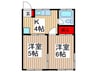 あけぼの荘 2Kの間取り