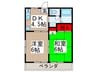 ｺｽﾓﾛｲﾔﾙ 2DKの間取り