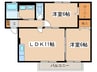 セジュ－ル上九沢 2LDKの間取り