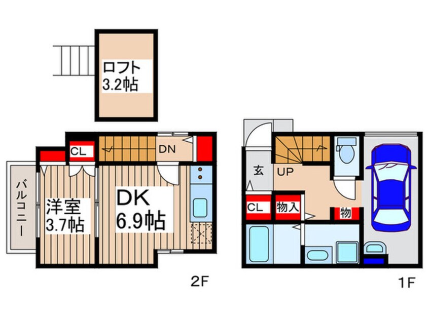 間取図 仮）ガレージ付　上沢貸家