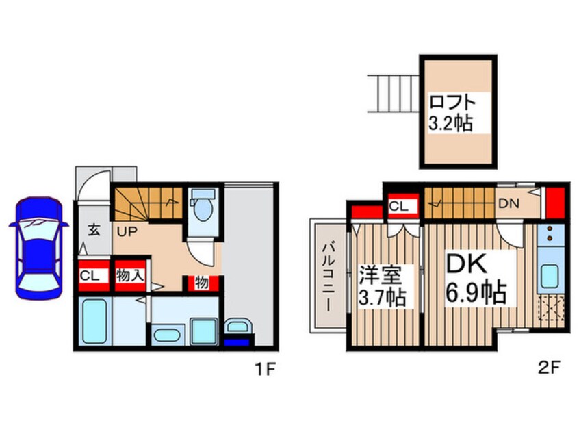 間取図 仮）ガレージ付　上沢貸家