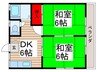 三幸ビレッジ2号棟 2DKの間取り