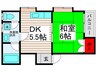 オキノハイツ１ 1DKの間取り