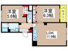 タウンコート旭町 2LDKの間取り