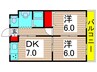 綾瀬グリーンハイツ 2DKの間取り