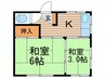 第三川端荘 2Kの間取り