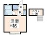 ハウスガ－ベラ 1Kの間取り