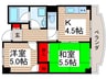 高砂スカイマンション（５０６） 2Kの間取り