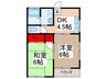 セラディ－ルＢ棟 2DKの間取り