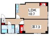 リナーシタ住吉 1LDKの間取り