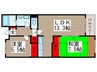 トゥインクル秋津 2LDKの間取り