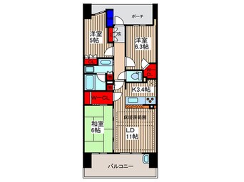 間取図 プラウド西大島(303)