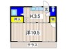 山田ハイツ 1Kの間取り