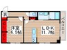 アイリスタ柏 1LDKの間取り
