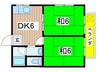 プラザイシバシＢ棟 2DKの間取り
