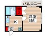 ヒルズ伊勢宿 1Kの間取り