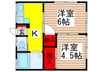 梅里荘 2Kの間取り