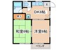 グリ－ンハイム 2DKの間取り