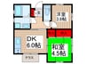 西立野貸家 2DKの間取り