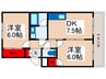 SUNCTY HIKOTA  C-2 2DKの間取り