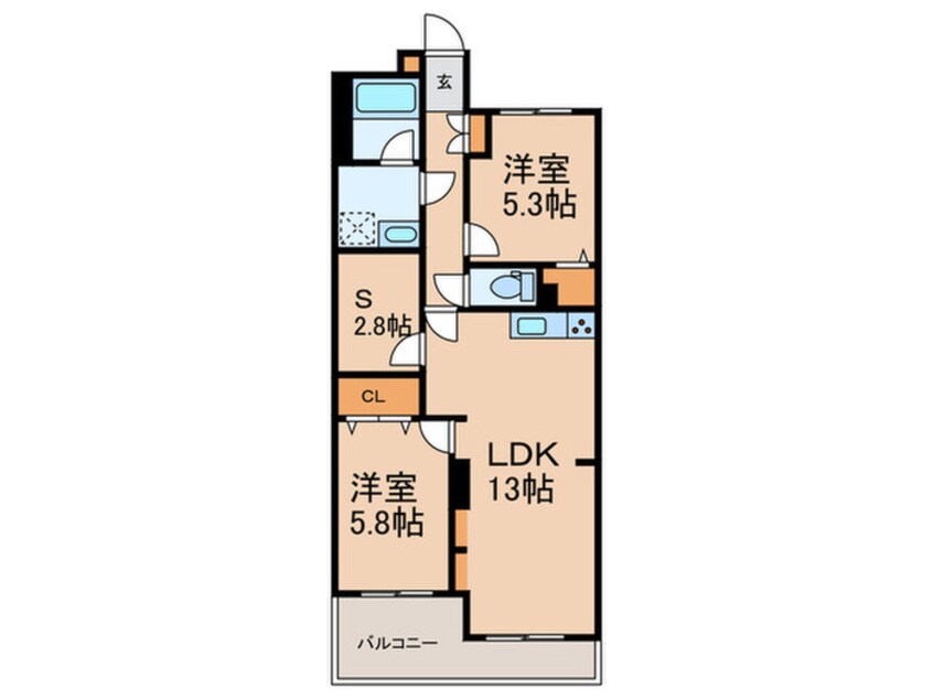 間取図 ｷｬﾆｵﾝﾏﾝｼｮﾝひばりヶ丘(202)