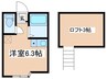 ユナイト三ッ沢ベルガモ 1Rの間取り