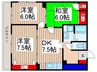 パークイン岸町 3DKの間取り
