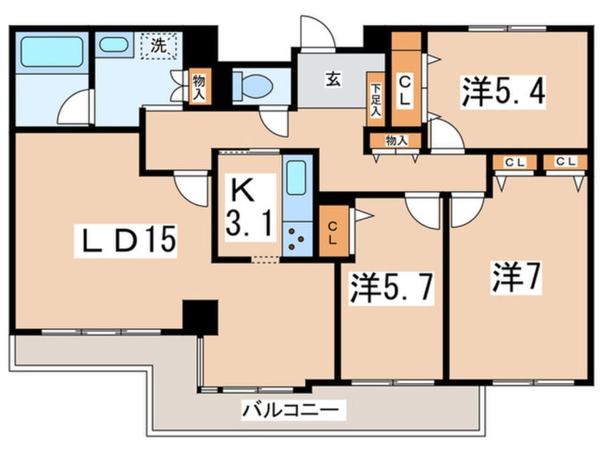 間取図 リズ京王多摩川（203）