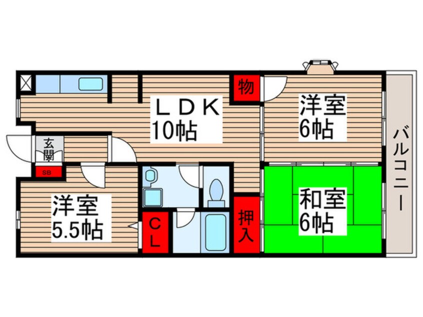 間取図 第６パ－ルメゾン海老原