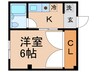 松が丘第二エトワールマンション 1Kの間取り